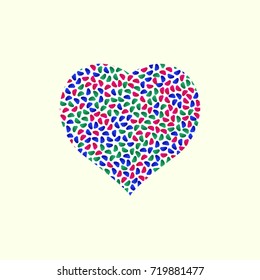 heart illustration of colored particles