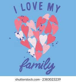 heart illustration. Girl child tshirt pattern design. T shirt trendy