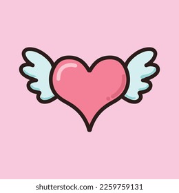 heart illustration to go with cute wings on valentine's day