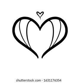 Heart illustration hand drawn in line art style. Banner for Valentines day. love symbol. Wedding concept. Abstract shape. Stock vector design element for any engagement. Isolated on white background