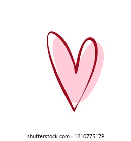 Heart illustration, hand drawn vector, love symbol handmade with marker