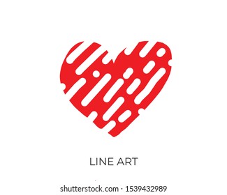 Heart of illustration line art for template with black and red color.