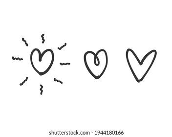 Heart illustration line art for template with black and red color.