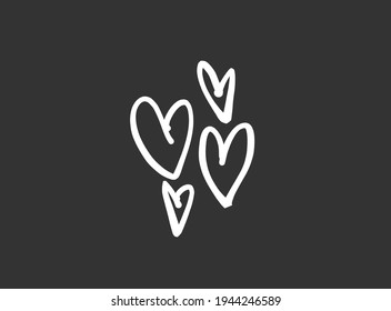 Heart illustration line art for template with black and red color.