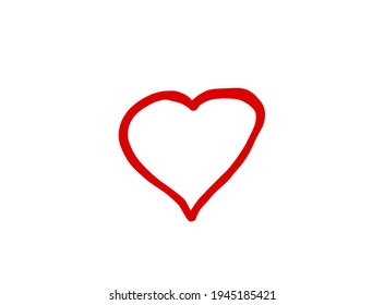 Heart illustration line art for template with black and red color.