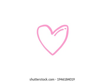 Heart illustration line art for template with black and red color.