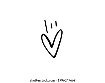 Heart illustration line art for template with black and red color.