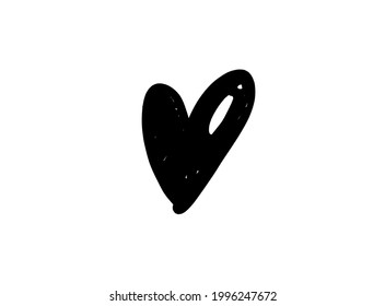 Heart illustration line art for template with black and red color.