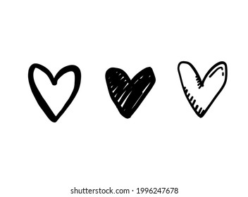 Heart illustration line art for template with black and red color.