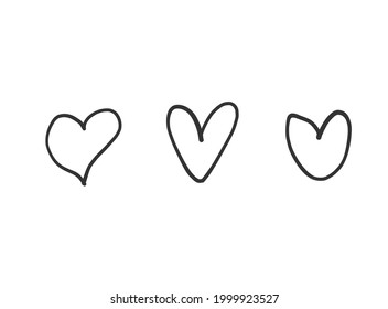 Heart illustration line art for template with black and red color.