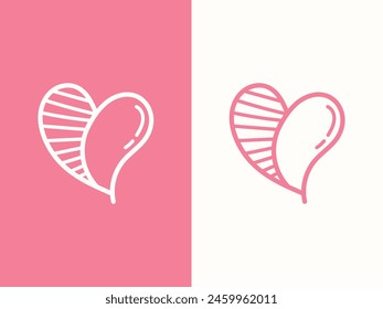 Heart illustration. The line in the form of heart. Template for Valentine's Day banners, posters, greeting cards. Minimalist.