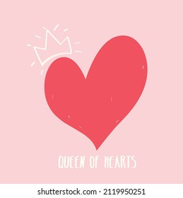 heart illustration with little crown queen love