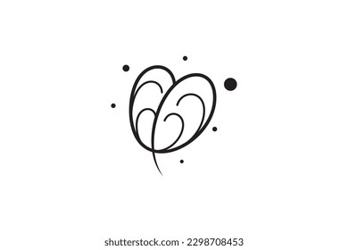heart illustration logo design template decorated with bubbles