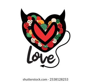 Heart illustration. Love clipart can be used for prints on t-shirt. Vector style, logo style.