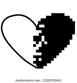 
heart illustration with pixel theme for logo, symbol, tatoo