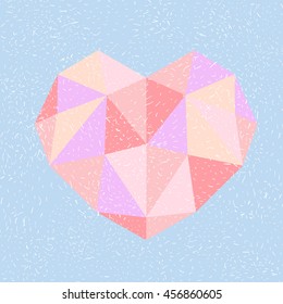  heart illustration polygon. web icon in vector. origami style. gift card. Valentine's Day