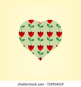 heart illustration of red tulips