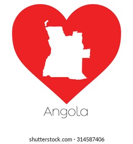 A Heart illustration with the shape of Angola