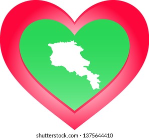 A Heart illustration with the shape of Armenia 