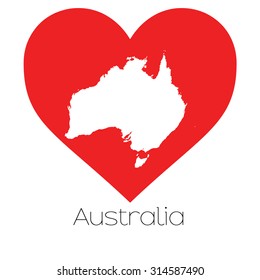 A Heart illustration with the shape of Australia