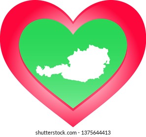 A Heart illustration with the shape of Austria 