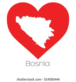 A Heart illustration with the shape of Bosnia