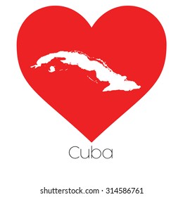 A Heart illustration with the shape of Cuba