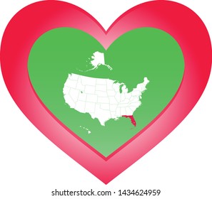 A Heart illustration with the shape of Florida
