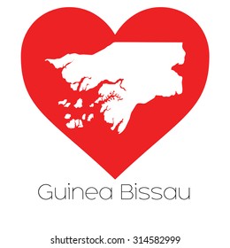 A Heart illustration with the shape of Guinea Bissau