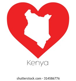 A Heart illustration with the shape of Kenya