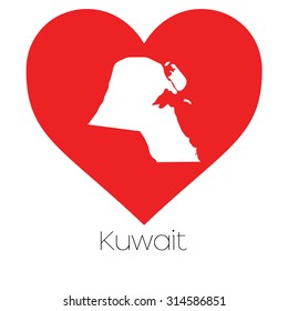 A Heart illustration with the shape of Kuwait