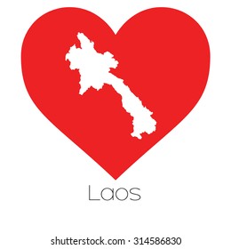 A Heart illustration with the shape of Laos