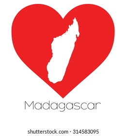 A Heart illustration with the shape of Madagascar