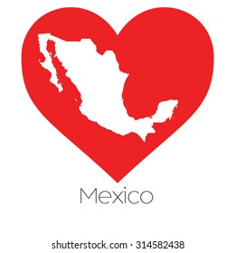 A Heart illustration with the shape of Mexico