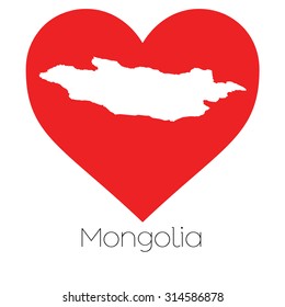 A Heart illustration with the shape of Mongolia