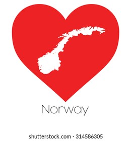 A Heart illustration with the shape of Norway