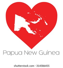 A Heart illustration with the shape of Papua New Guinea