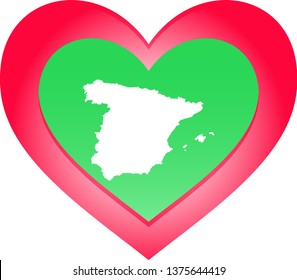A Heart illustration with the shape of Spain  