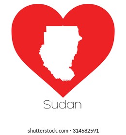 A Heart illustration with the shape of Sudan