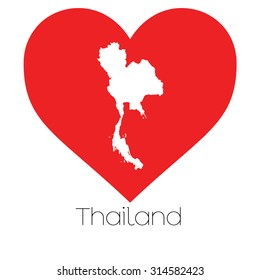 A Heart illustration with the shape of Thailand