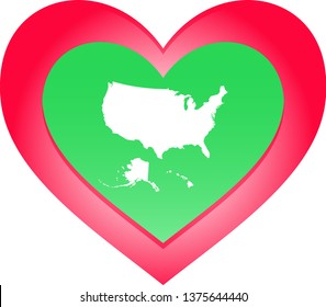 A Heart illustration with the shape of USA 