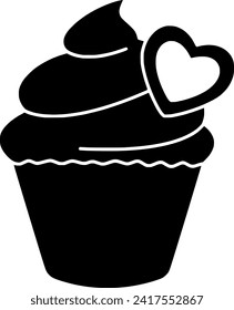 ilustración del corazón silueta dulce alimentos logo muffin icono de postre contorno bizcocho galletas de chocolate pastel de valentina feliz macarón crepes forma de tarta de queso menú de amor vector fondo gráfico