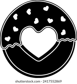 ilustración del corazón silueta dulce alimentos logo muffin icono de postre contorno bizcocho galletas de chocolate pastel de valentina feliz macarón crepes forma de tarta de queso menú de amor vector fondo gráfico