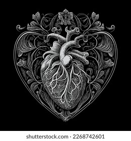 heart illustration is a symbolic representation of the human heart, often used to convey love, passion, or emotion. It can be simple or elaborate	
