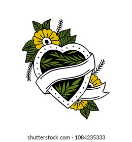 heart illustration traditional tattoo flash