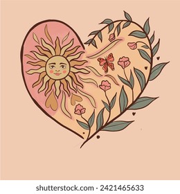 Heart illustration. Tshirt Graphic design.Girl and more