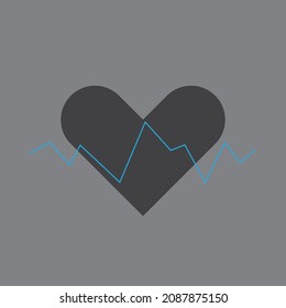 Ilustración cardíaca vectorial línea de latido cardíaco
