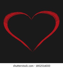 Ilustración cardíaca, logotipo de amor.Elementos decorativos de diseño.Corazón valentino dibujado a mano.Corazón rojo sobre fondo negro.