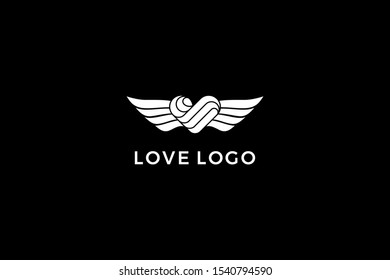 Heart illustrations, Love symbol icon set, love symbol, wings