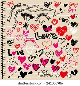 Heart of illustrations wrote by hand